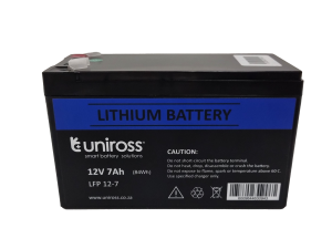 Uniross 12.8V 7Ah (89.6Wh) LiFEPO4 Battery | UR-BAT-LiFePO4-12-7