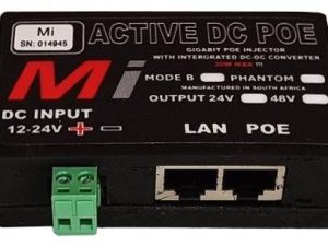 Micro Instruments Gb DC PoE Injector, 12V or 24V in - 48V out, 30W Max