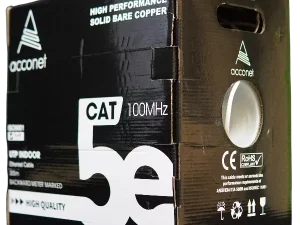 Acconet CAT5e Indoor Ethernet Cable 305m White Solid Copper UTP Pull Box | CAT5-305-SC