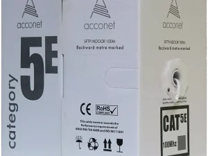 Acconet CAT5e Indoor Ethernet Cable 100m White Solid Copper STP Pull Box | CAT5-100-SC-STP