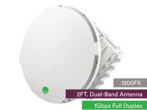 Siklu E-Band (80GHz) PTP link FDD 1Gbps. 2ft EXT Dual-Band antenna w/ 5GHz failover feed